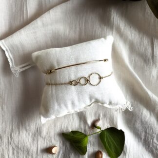 Bracelet 3 cercles striés en acier inoxydable