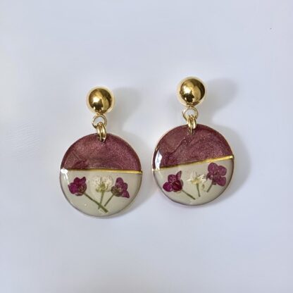 Boucles grosses puces Bordeaux et beige