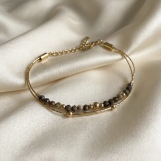 Bracelet double pierre semi-précieuse Oeil de tigre