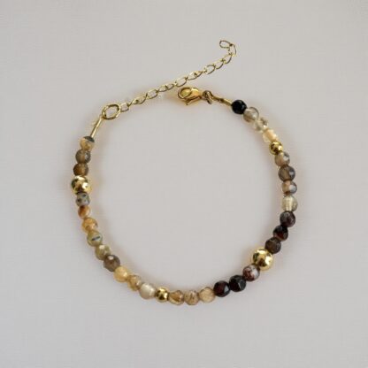 Bracelet perles d’agate marrons et dorées – Image 4