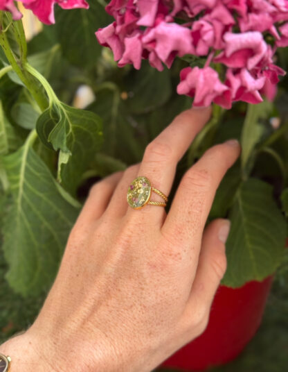 Bague verte 12mm fleurs séchées – Image 2