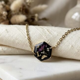 Bracelet personnalisable fleurs séchées et feuilles d’or