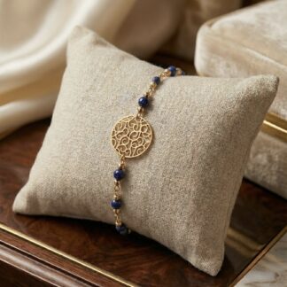 Bracelet rosace et perles en Lapis Lazulis