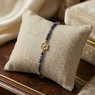Bracelet Fleur et perles en Lapis Lazulis