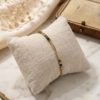 Bracelet tige et perles vertes et marrons