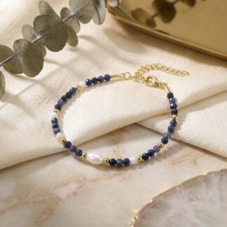 Bracelet perles Lapis Lazulis et perles de Nacre