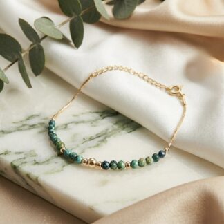 Bracelet perles pierres semi-précieuses bleues et vertes