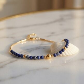 Bracelet perles Lapis Lazulis acier inoxydable