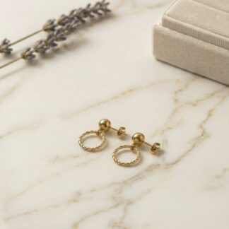 Mini puces cercle strié acier inoxydable